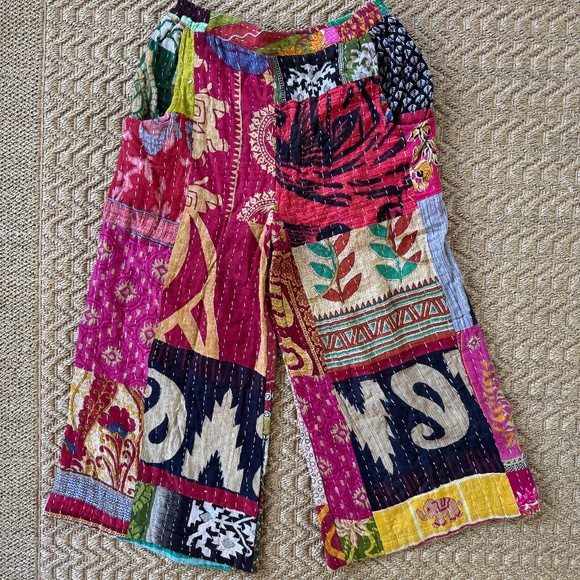Kantha Patchwork Cropped Flare Pant - Picture 2 of 6
